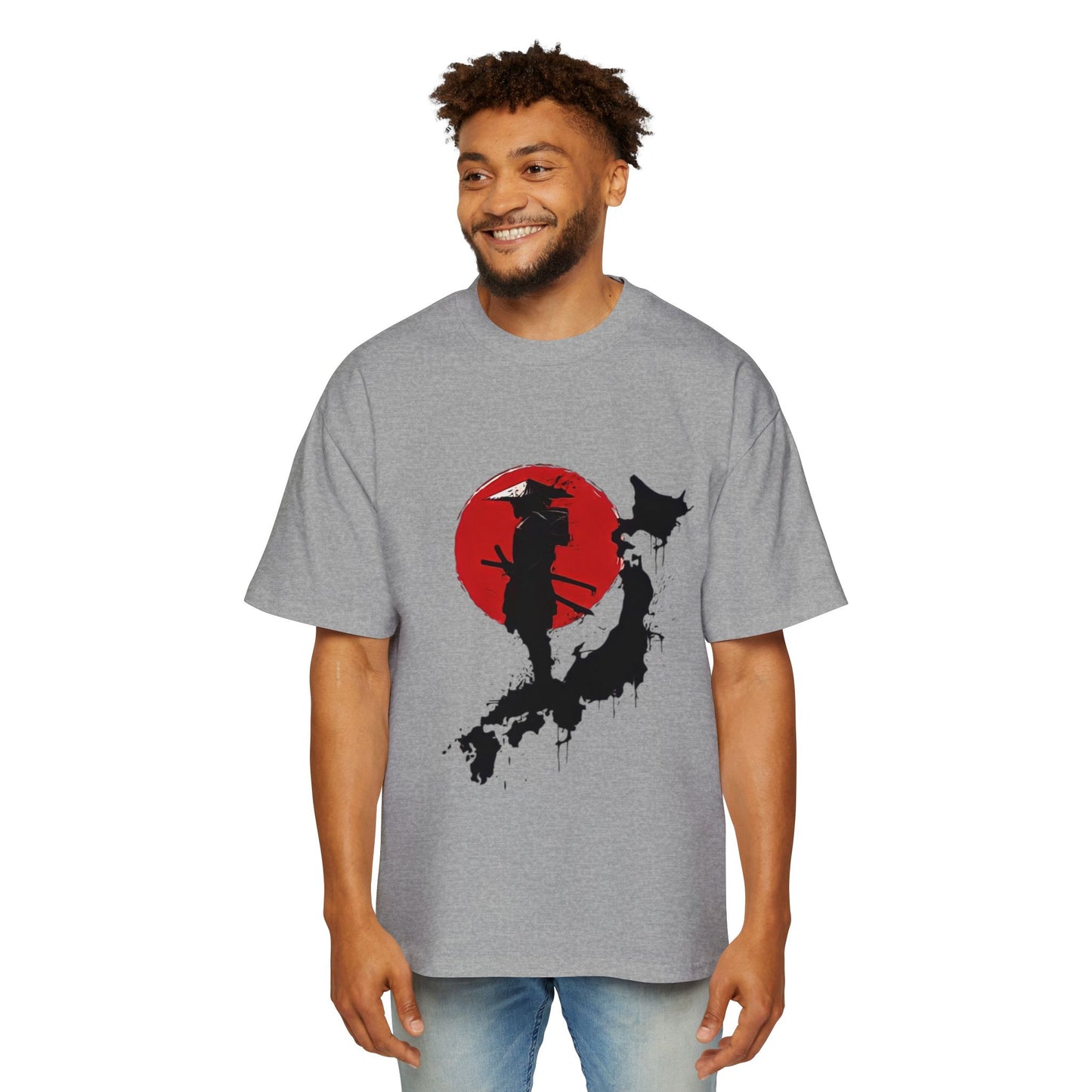 Men's Oversized Tee with Samurai Design - Cool Casual Wear, Graphic Tee for Anime Fans, Gift for Birthdays or Holidays