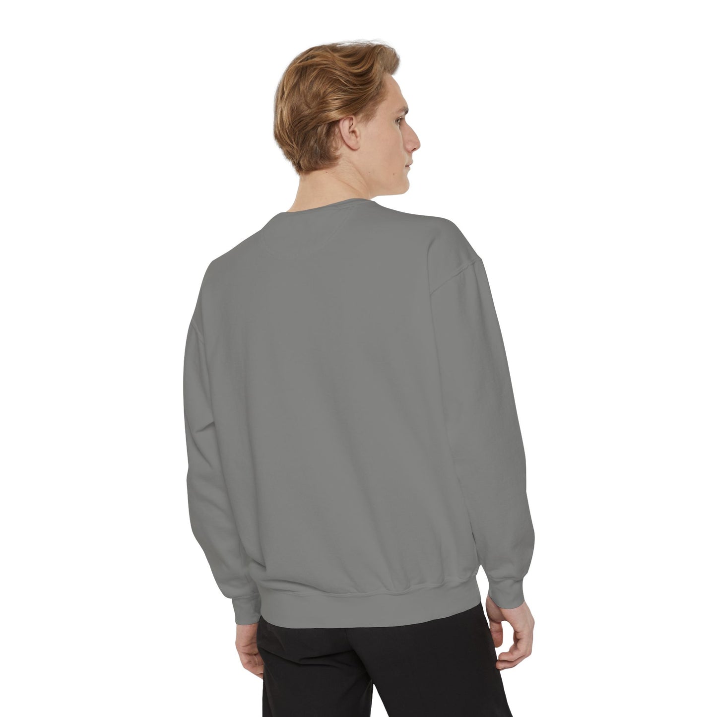 Garment-Dyed Sweatshirt with Minimalist Cross Design, Cozy Unisex Crewneck, Perfect for Spiritual Gifts, Casual Wear, Everyday Comfort