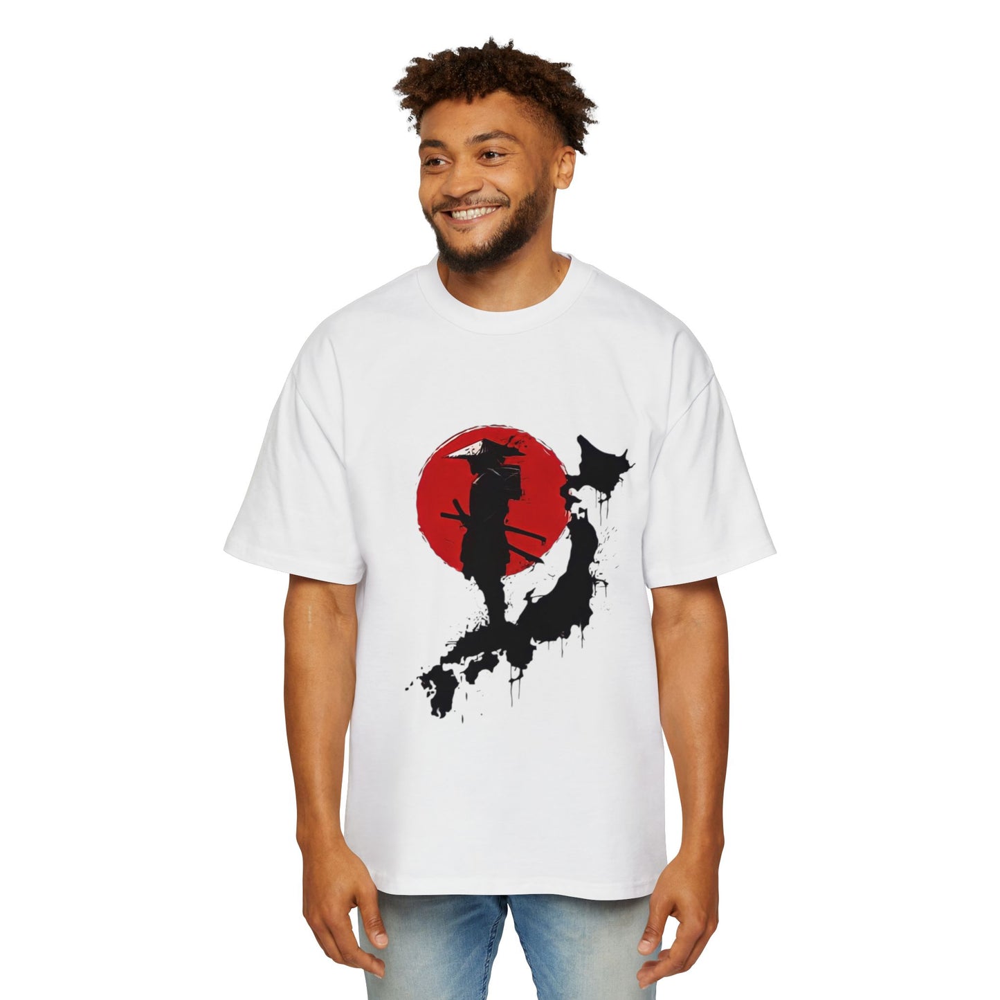 Men's Oversized Tee with Samurai Design - Cool Casual Wear, Graphic Tee for Anime Fans, Gift for Birthdays or Holidays
