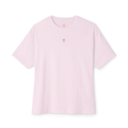Minimalist Unisex Boxy Tee with Cross Design - Casual Wear, Relaxed Fit, Gifts for Him or Her, Everyday Style, Spiritual Apparel