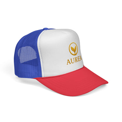 Stylish Trucker Cap with Gold Logo | Unisex, Perfect for Outdoor Adventures, Summer Festivals, Casual Wear, Gift for Him/Her