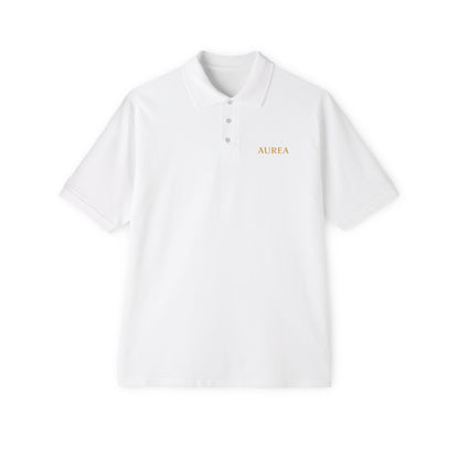 Men's Piqué Polo Shirt with AUREA Design - Casual Style, Gift for Him, Summer Essential, Versatile Wear, Golf or Everyday Use