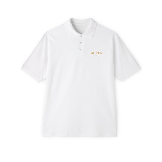 Men's Piqué Polo Shirt with AUREA Design - Casual Style, Gift for Him, Summer Essential, Versatile Wear, Golf or Everyday Use