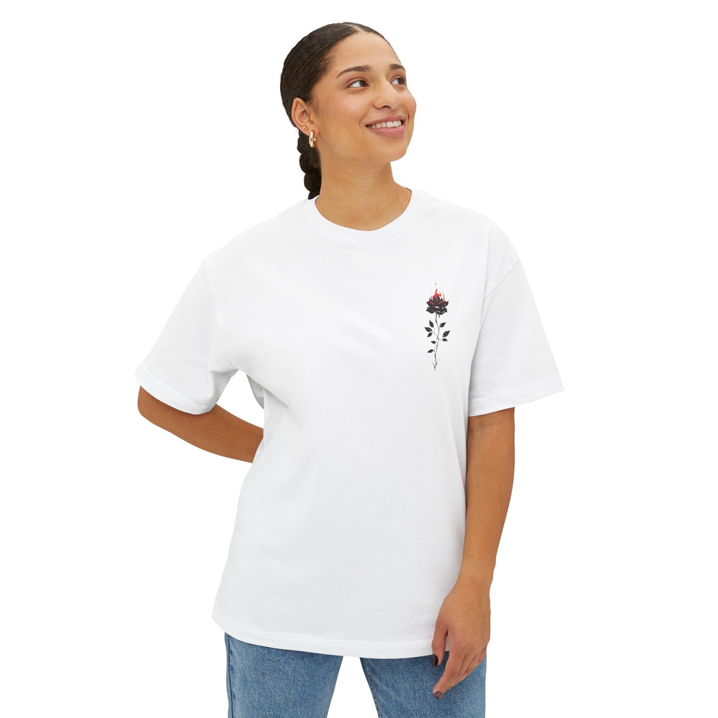 Floral Embroidered Oversized Tee | Relaxed Fit Unisex T-Shirt for Casual Outings, Gifts, Birthdays, Summer Vibes, Everyday Wear