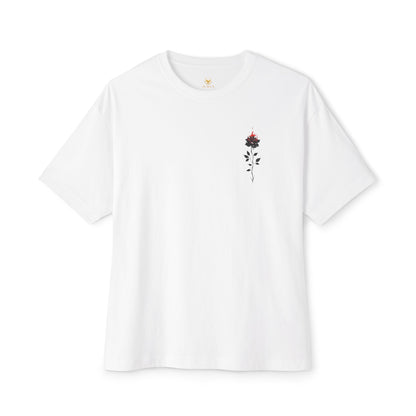Floral Embroidered Oversized Tee | Relaxed Fit Unisex T-Shirt for Casual Outings, Gifts, Birthdays, Summer Vibes, Everyday Wear