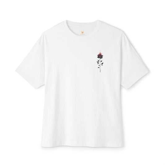 Floral Embroidered Oversized Tee | Relaxed Fit Unisex T-Shirt for Casual Outings, Gifts, Birthdays, Summer Vibes, Everyday Wear
