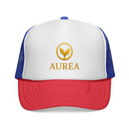 Stylish Trucker Cap with Gold Logo | Unisex, Perfect for Outdoor Adventures, Summer Festivals, Casual Wear, Gift for Him/Her