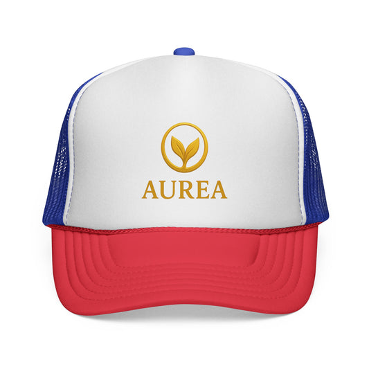 Stylish Trucker Cap with Gold Logo | Unisex, Perfect for Outdoor Adventures, Summer Festivals, Casual Wear, Gift for Him/Her