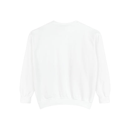 Garment-Dyed Sweatshirt with Minimalist Cross Design, Cozy Unisex Crewneck, Perfect for Spiritual Gifts, Casual Wear, Everyday Comfort