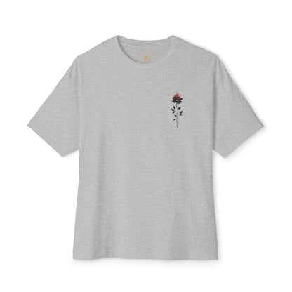 Floral Embroidered Oversized Tee | Relaxed Fit Unisex T-Shirt for Casual Outings, Gifts, Birthdays, Summer Vibes, Everyday Wear