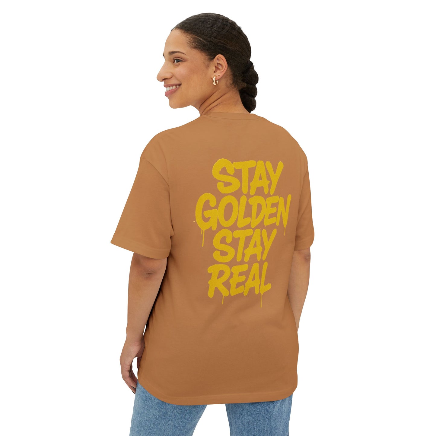 Stay Golden Oversized Tee, Unisex Boxy T-Shirt, Casual Graphic Tee, Everyday Wear, Gift for Friends, Motivation Apparel
