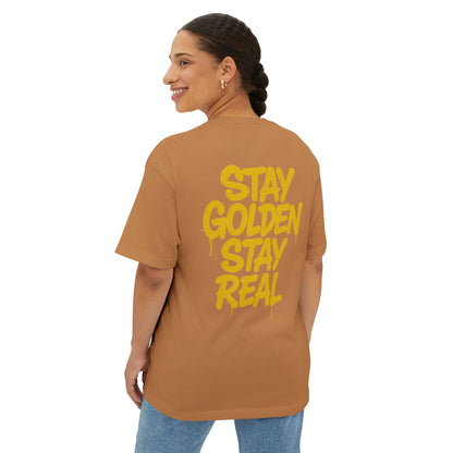 Stay Golden Oversized Tee, Unisex Boxy T-Shirt, Casual Graphic Tee, Everyday Wear, Gift for Friends, Motivation Apparel