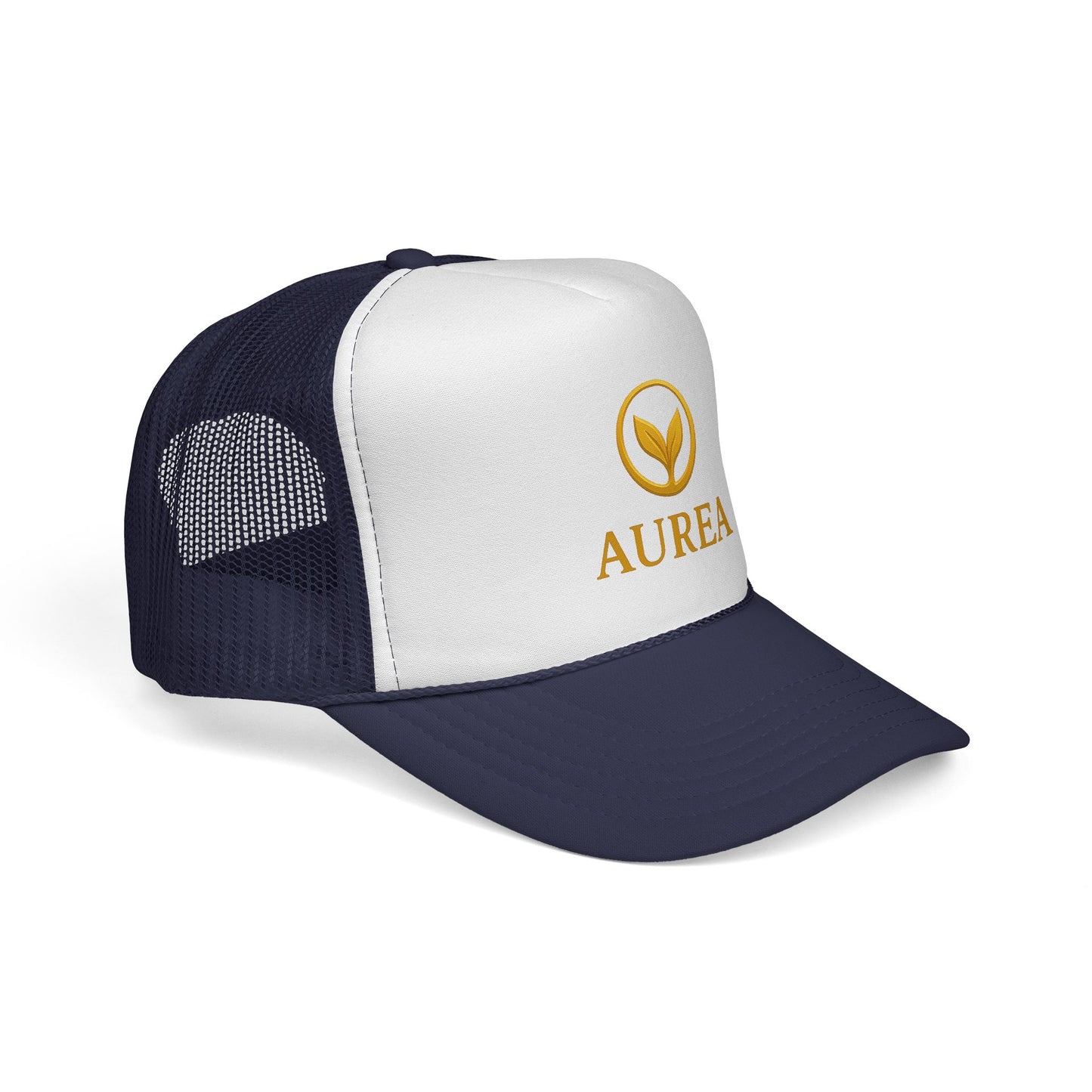 Stylish Trucker Cap with Gold Logo | Unisex, Perfect for Outdoor Adventures, Summer Festivals, Casual Wear, Gift for Him/Her