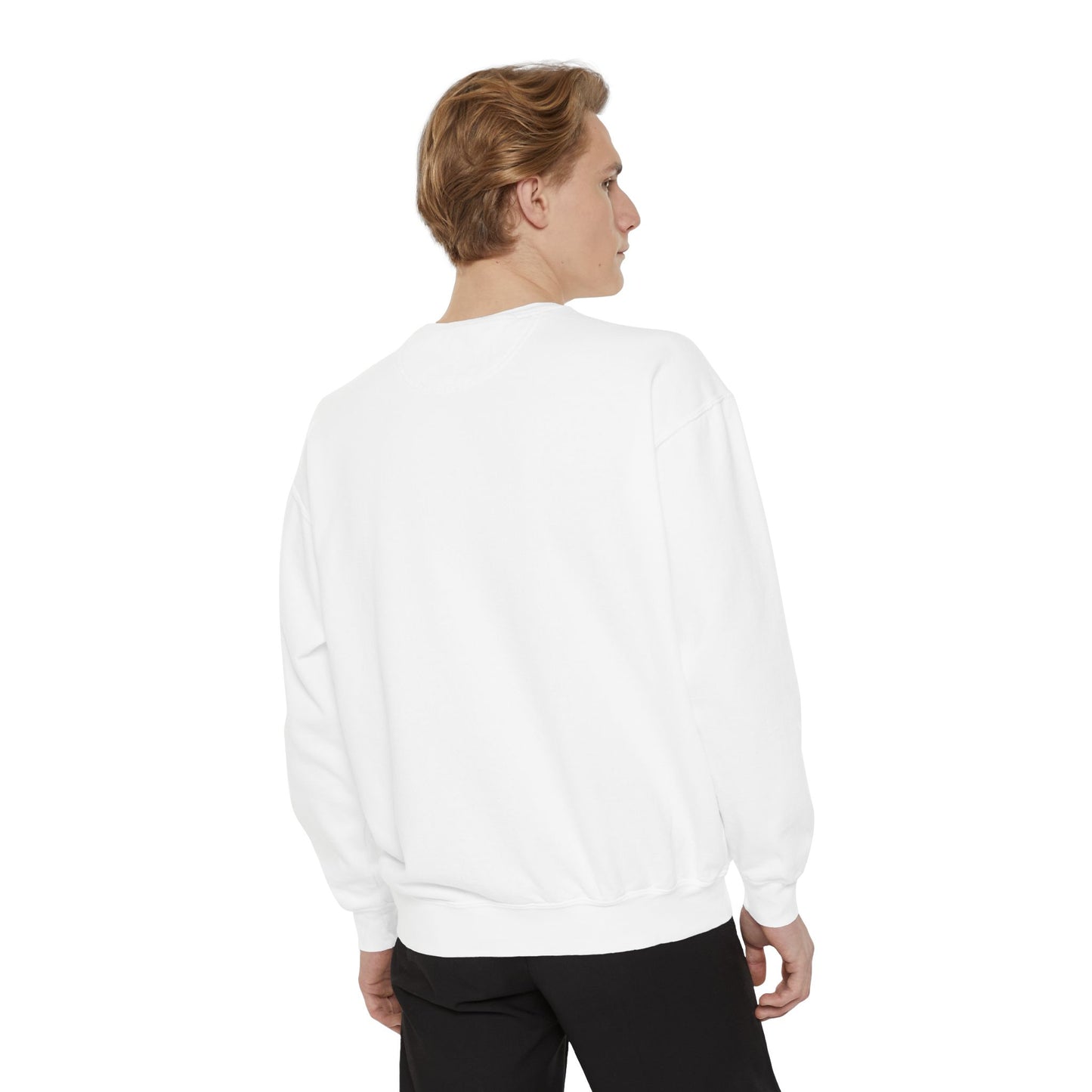 Garment-Dyed Sweatshirt with Minimalist Cross Design, Cozy Unisex Crewneck, Perfect for Spiritual Gifts, Casual Wear, Everyday Comfort