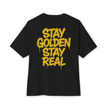 Stay Golden Oversized Tee, Unisex Boxy T-Shirt, Casual Graphic Tee, Everyday Wear, Gift for Friends, Motivation Apparel