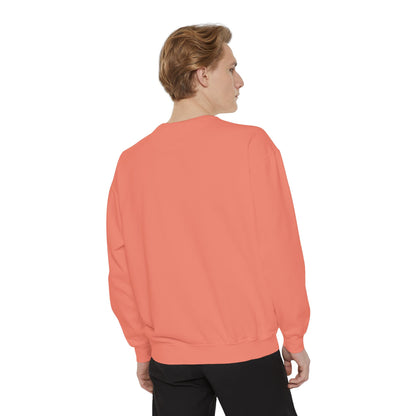 Garment-Dyed Sweatshirt with Minimalist Cross Design, Cozy Unisex Crewneck, Perfect for Spiritual Gifts, Casual Wear, Everyday Comfort