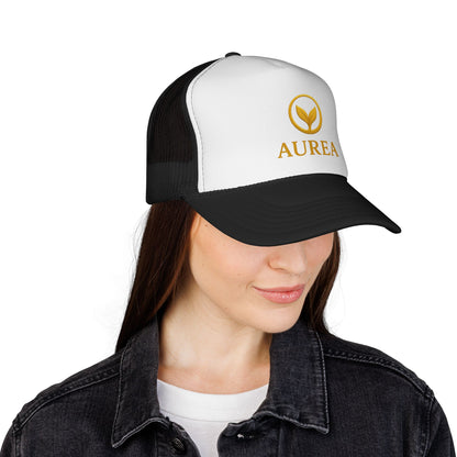 Stylish Trucker Cap with Gold Logo | Unisex, Perfect for Outdoor Adventures, Summer Festivals, Casual Wear, Gift for Him/Her