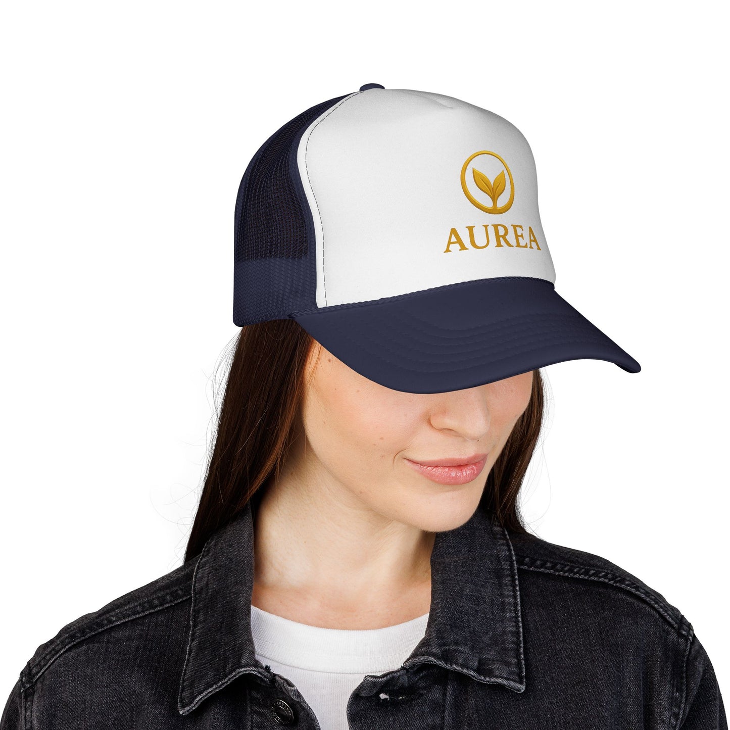 Stylish Trucker Cap with Gold Logo | Unisex, Perfect for Outdoor Adventures, Summer Festivals, Casual Wear, Gift for Him/Her