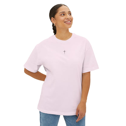 Minimalist Unisex Boxy Tee with Cross Design - Casual Wear, Relaxed Fit, Gifts for Him or Her, Everyday Style, Spiritual Apparel