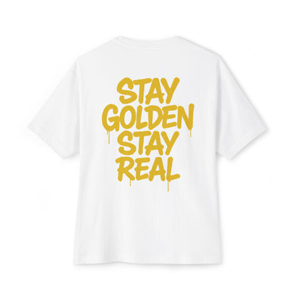 Stay Golden Oversized Tee, Unisex Boxy T-Shirt, Casual Graphic Tee, Everyday Wear, Gift for Friends, Motivation Apparel