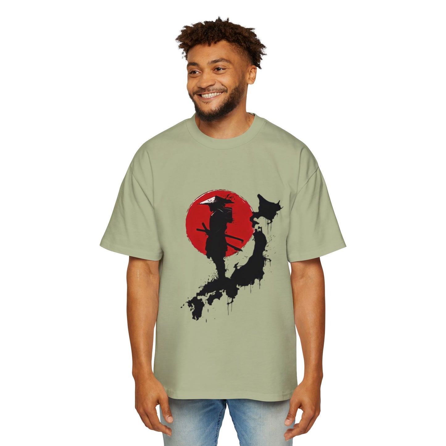 Men's Oversized Tee with Samurai Design - Cool Casual Wear, Graphic Tee for Anime Fans, Gift for Birthdays or Holidays