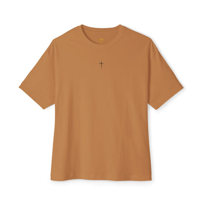 Minimalist Unisex Boxy Tee with Cross Design - Casual Wear, Relaxed Fit, Gifts for Him or Her, Everyday Style, Spiritual Apparel