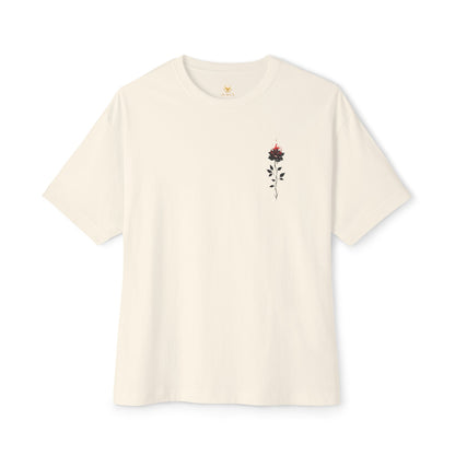 Floral Embroidered Oversized Tee | Relaxed Fit Unisex T-Shirt for Casual Outings, Gifts, Birthdays, Summer Vibes, Everyday Wear
