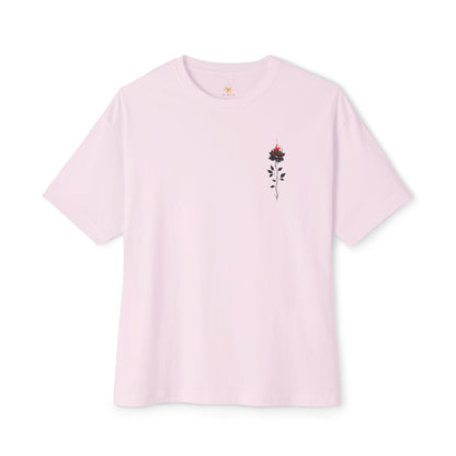 Floral Embroidered Oversized Tee | Relaxed Fit Unisex T-Shirt for Casual Outings, Gifts, Birthdays, Summer Vibes, Everyday Wear