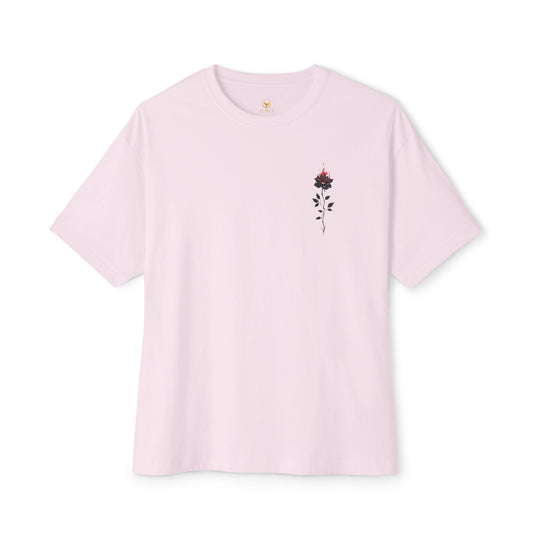 Floral Embroidered Oversized Tee | Relaxed Fit Unisex T-Shirt for Casual Outings, Gifts, Birthdays, Summer Vibes, Everyday Wear