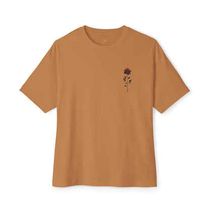Floral Embroidered Oversized Tee | Relaxed Fit Unisex T-Shirt for Casual Outings, Gifts, Birthdays, Summer Vibes, Everyday Wear