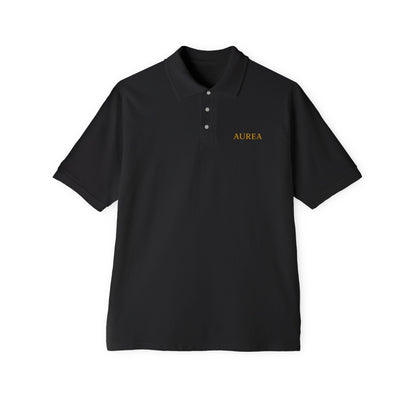 Men's Piqué Polo Shirt with AUREA Design - Casual Style, Gift for Him, Summer Essential, Versatile Wear, Golf or Everyday Use