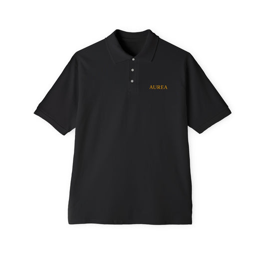 Men's Piqué Polo Shirt with AUREA Design - Casual Style, Gift for Him, Summer Essential, Versatile Wear, Golf or Everyday Use