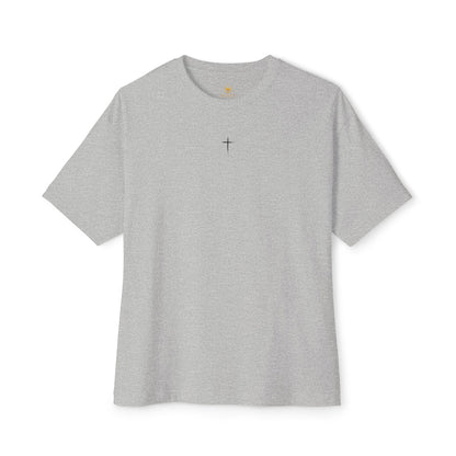 Minimalist Unisex Boxy Tee with Cross Design - Casual Wear, Relaxed Fit, Gifts for Him or Her, Everyday Style, Spiritual Apparel